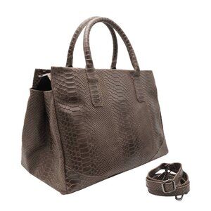 Leather Python Print Tote/Shoulder Handbag